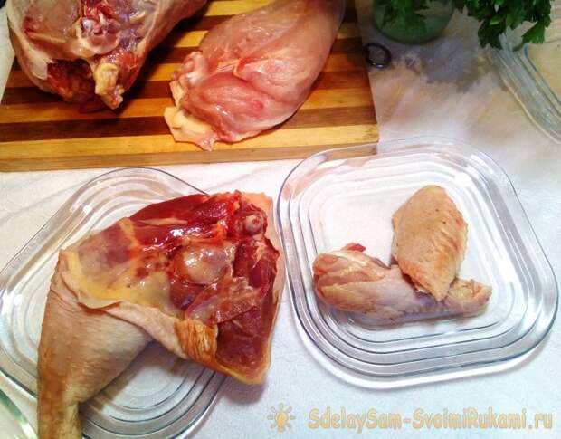 Как разделать курицу на части
