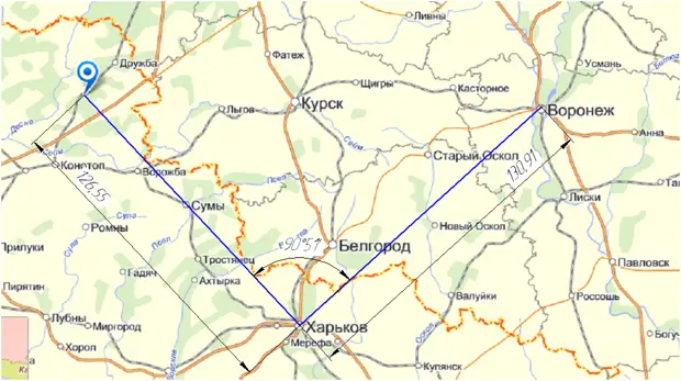 Белгород харьков расстояние карта