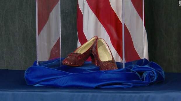 Law enforcement showed off the recovered shoes on Tuesday,
