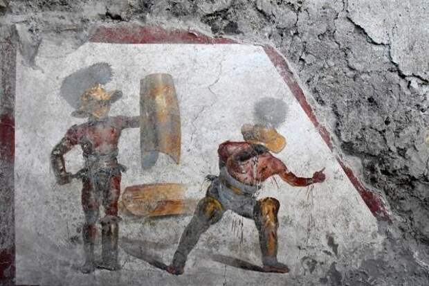 Раненый гладиатор на фреске из Помпей, I в. н.э.