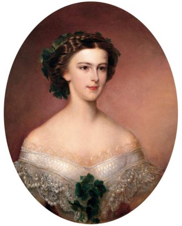 Юная Елизавета вскоре после того, как стала императрицей Австрии, 1855 г.