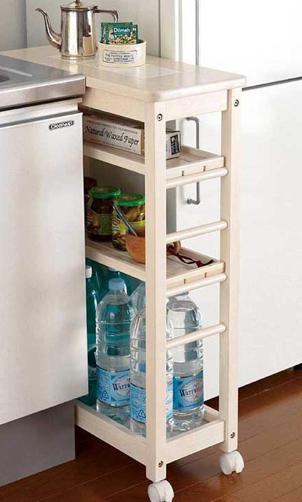 Идеи для маленькой кухни: используем место у холодильника