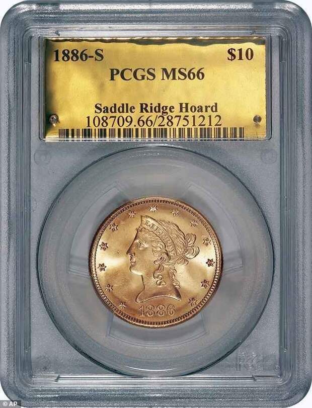 Одна из монет клада - золотая монета 10$ Клады, интересно, история, сокровище