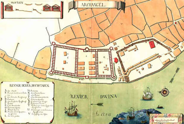 1750 Шведский план Архангельска