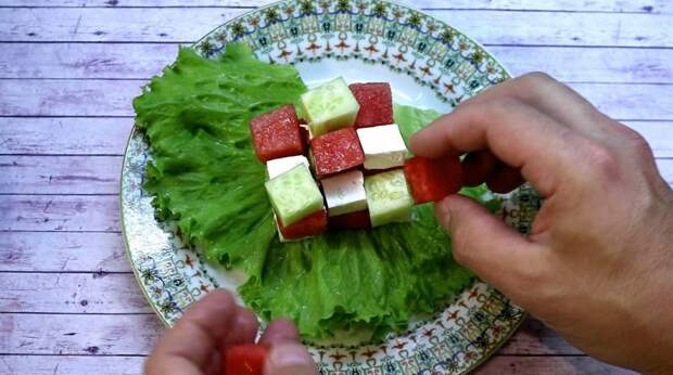 Арбузный куб. Невероятное сочетание арбуз, видео рецепт, еда, кулинария, рецепт, салат