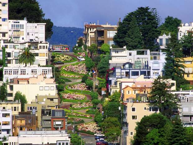 Самая извилистая улица в мире - Ломбард-стрит (Lombard Street), Сан-Франциско