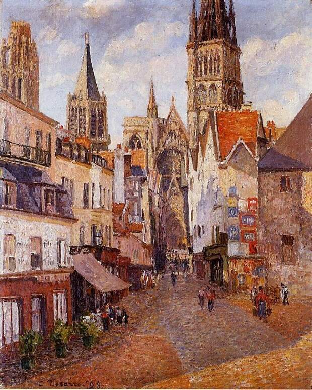 Sunlight, Afternoon, La Rue de lEpicerie, Rouen. (1898). Писсарро, Камиль