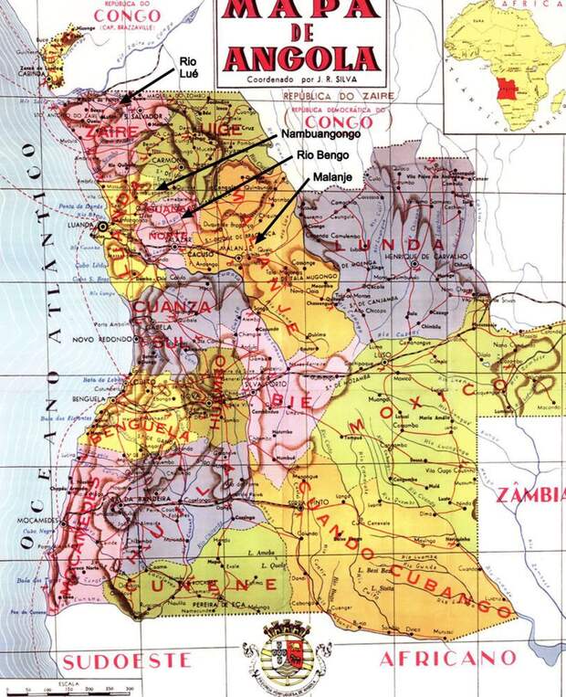 Карта Анголы в 1961 году - «Ангола наша!» | Военно-исторический портал Warspot.ru