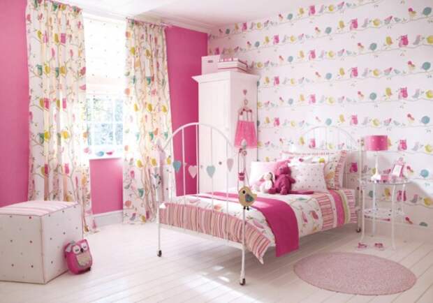 милый розаовы интерьер детской спальни для девочки