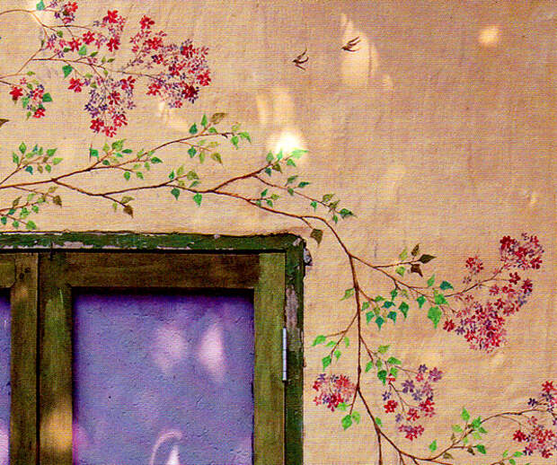 роспись стены - фрагмент растительного узора