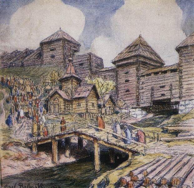 Стены деревянного города. Москва XVII века. 1920