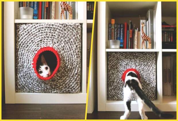 Вязаный кошачий домик из ikea