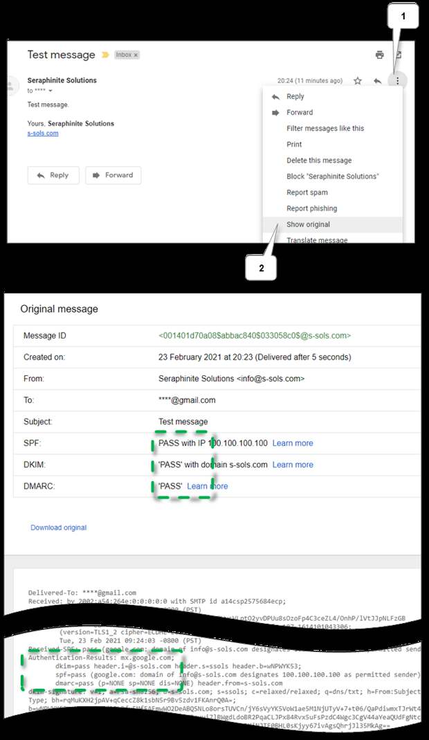 Gmail web message headers