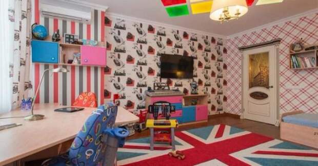 интерьер детской спальни для мальчика в лондонском стиле