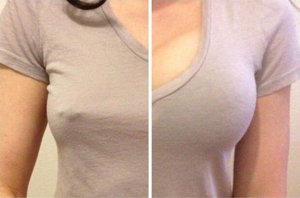 как мгновенно увеличить грудь, мгновенное увеличение груди, трюк с увеличением груди, увеличить грудь с помощью лифчиков