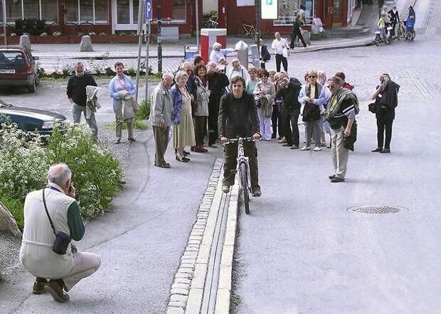 Первый подъемник для велосипедистов в Норвегии велосипедист, норвегия, подъемник