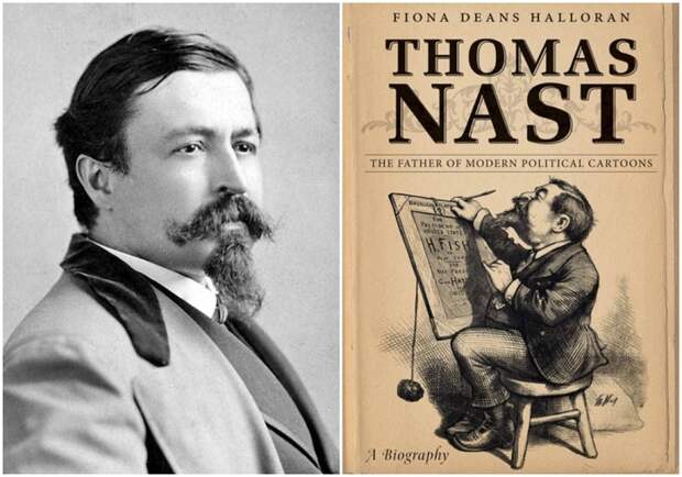 Слева направо: Томас Наст. \ Томас Наст: Отец современных политических карикатур, книга Фионы Динс Халлоран.