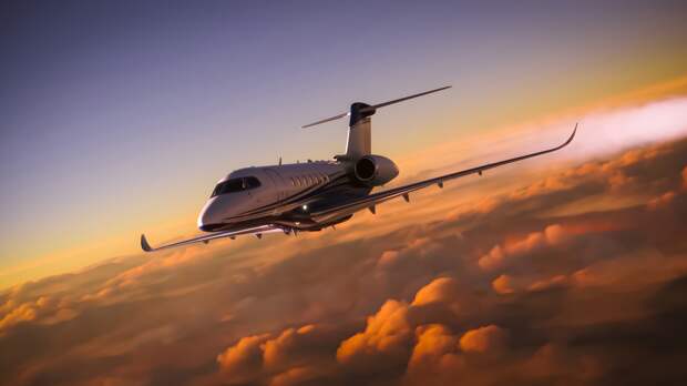 private jet flying in the air