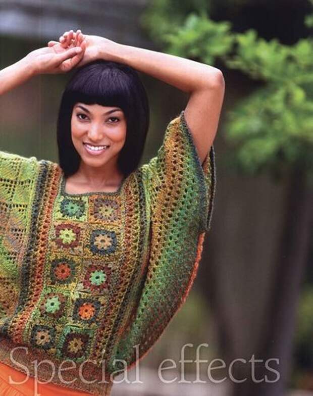 crochet butterfly sleeve top ... gorgeous colors... site is in Russian, but you can click on the pattern in English
