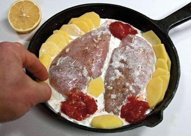 мясо на сковороде