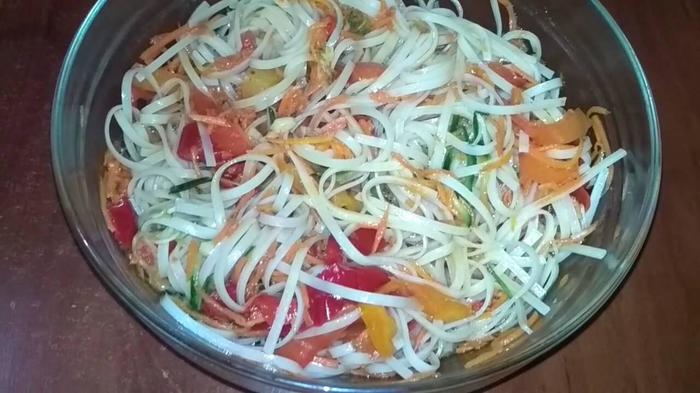 Очень вкусная рисовая лапша с овощами. кулинария, видео рецепт, рисовая лапша, с овощами, длин, длиннопост, фотография, видео