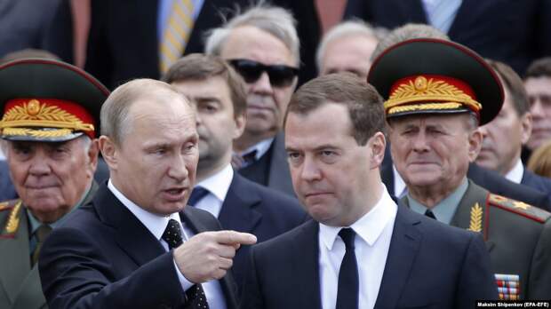 Путин и Медведев в 2014 году