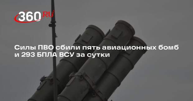 Силы ПВО сбили пять авиационных бомб и 293 БПЛА ВСУ за сутки