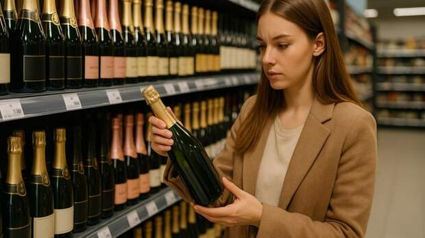 Девушка выбирает шампанское / Изображение сгенерировано ИИ ChatGPT / amic.ru