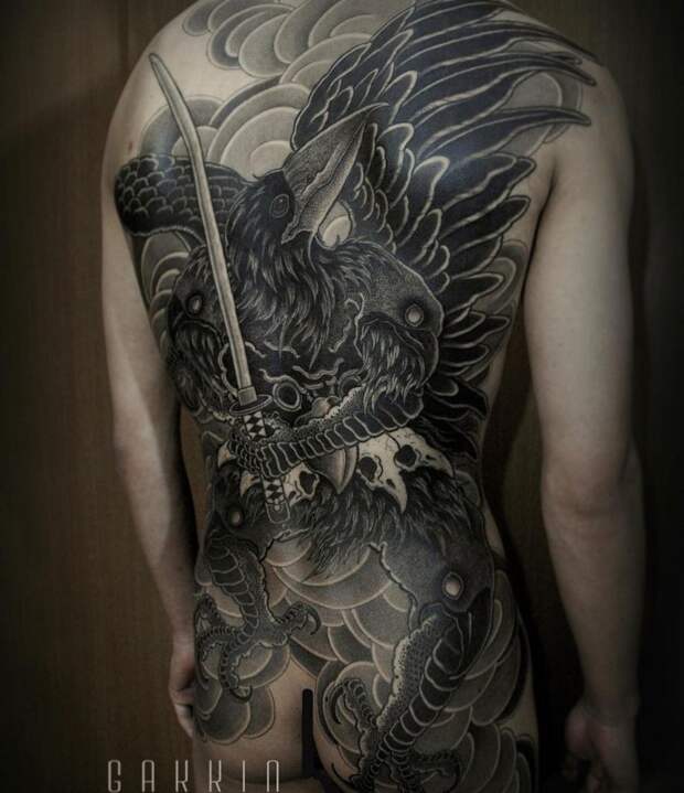 Костюмы из чернил от японского татуировщика Gakkin, тату, япония