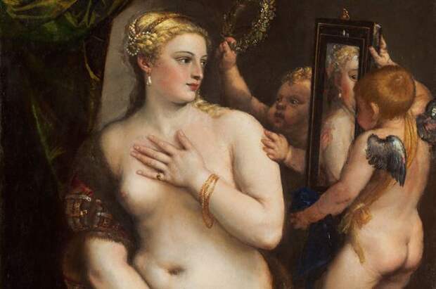 Тициан, «Венера перед зеркалом». Находится в Национальной галерее искусства, Вашингтон.