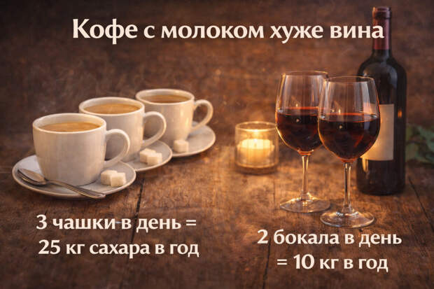 кофе с молоком хуже вина