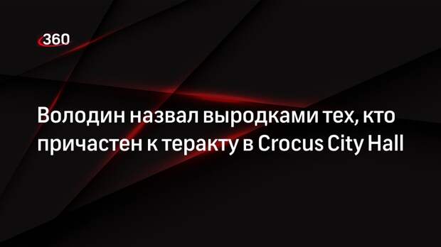 Спикер ГД Володин призвал уничтожить причастных к теракту в Crocus City Hall