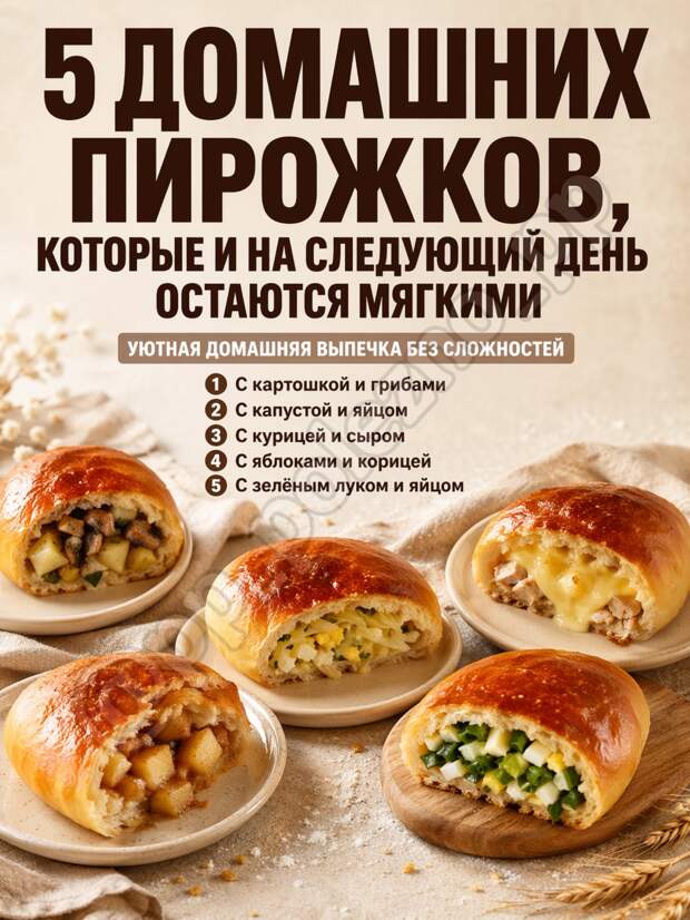 Кулинария>5 домашних пирожков!