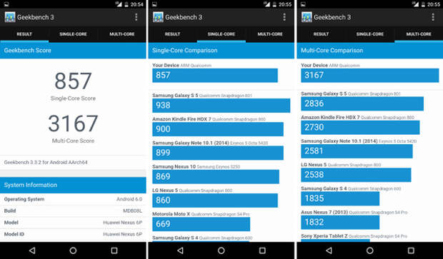 Nexus 6P - результаты в бенчмарке Geekbench 3