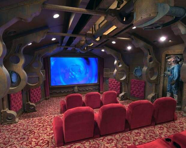 Домашний кинотеатр в стиле «20 тысяч лье под водой» дизайн, интерьер, кино, компьютерные игры