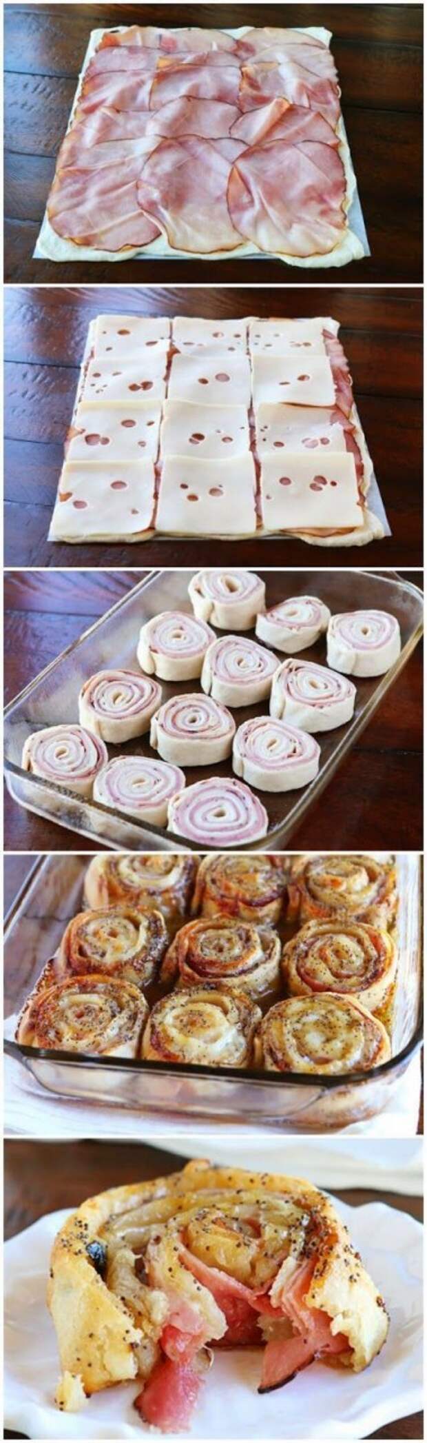 Hot Ham & Cheese Party Rolls: 
