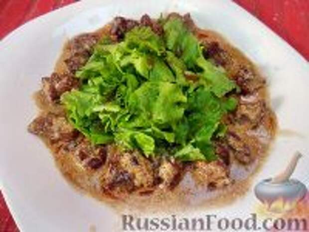 Фото к рецепту: Тёплый салат из куриной печени