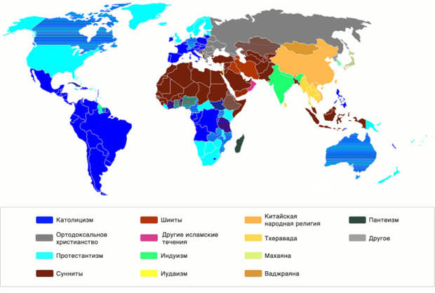 Карта религий мира