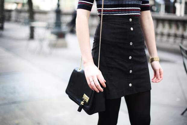 Stripe Top and Button Up Skirt 4