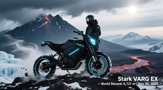 Электробайк покорил вулкан, не доступный для ДВС-мотоциклов