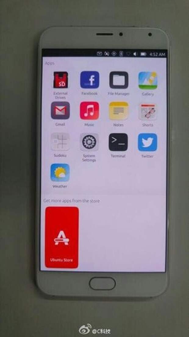 Меню Ubuntu Touch на Meizu Pro 5