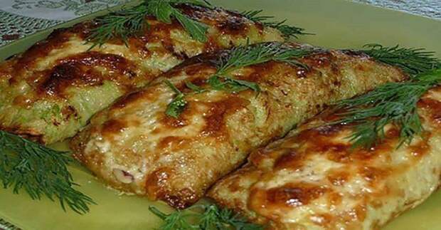 рулет из кабачков с фаршем и грибами