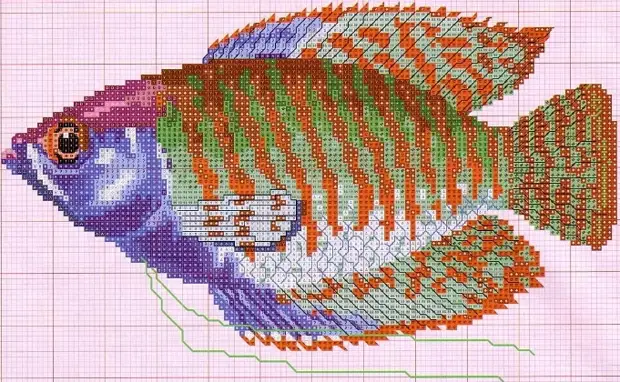 Вышивка крестом рыбка схема
