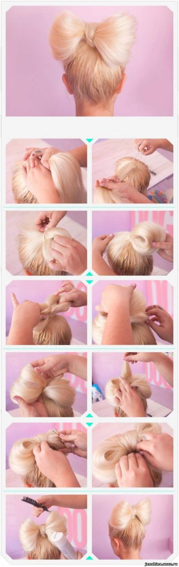 Как делать прическу бантик из волос для куклы