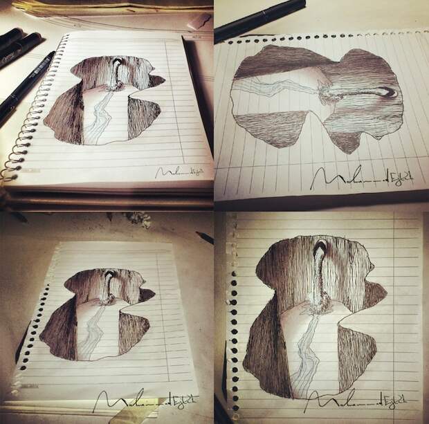 3d рисунки на бумаге.