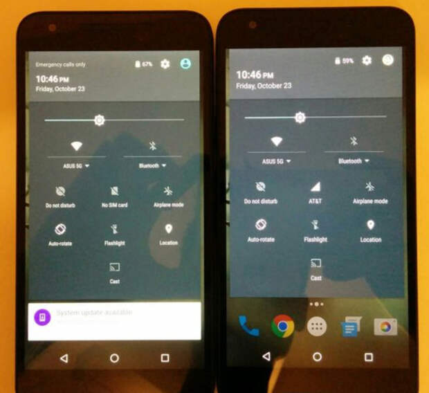 Nexus 5X с желтым экраном и нормальным