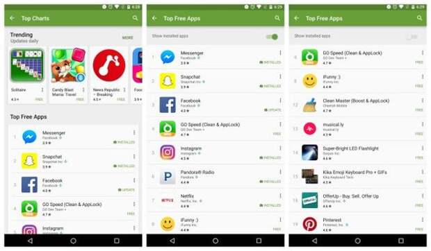 Новый переключатель в Google Play Store