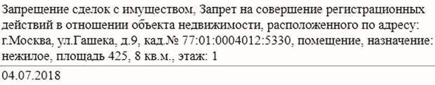 Согласно выписке из Росреестра, на офис Путиной (Очеретной) наложен арест