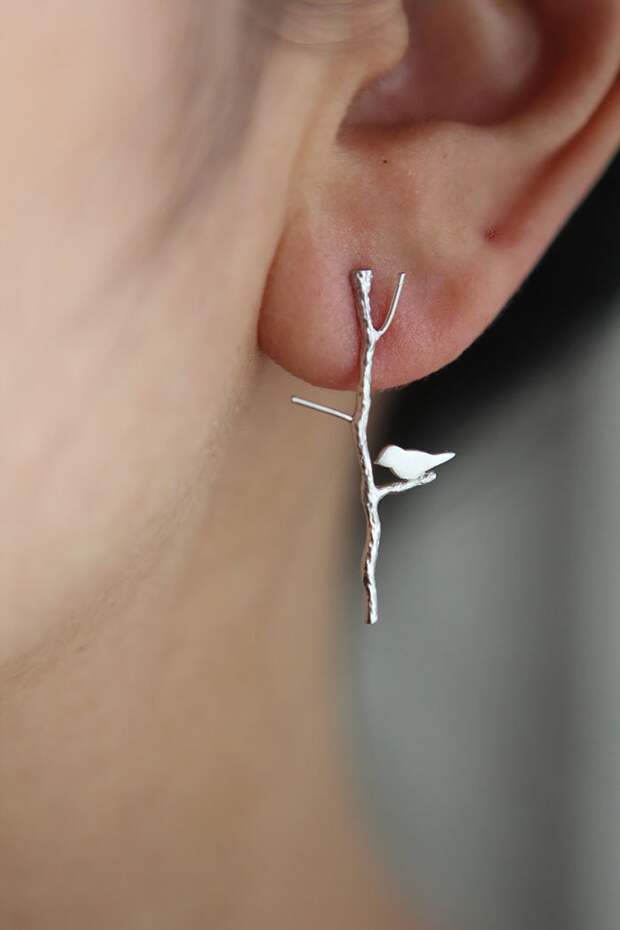 серьги птичка