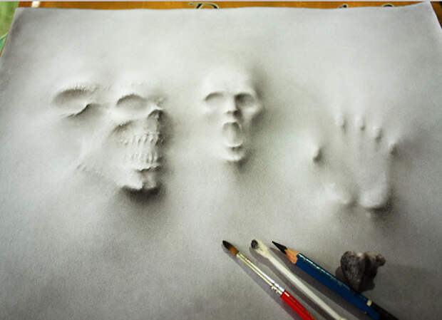 Удивительные 3D рисунки карандашом  карандаш, рисунок
